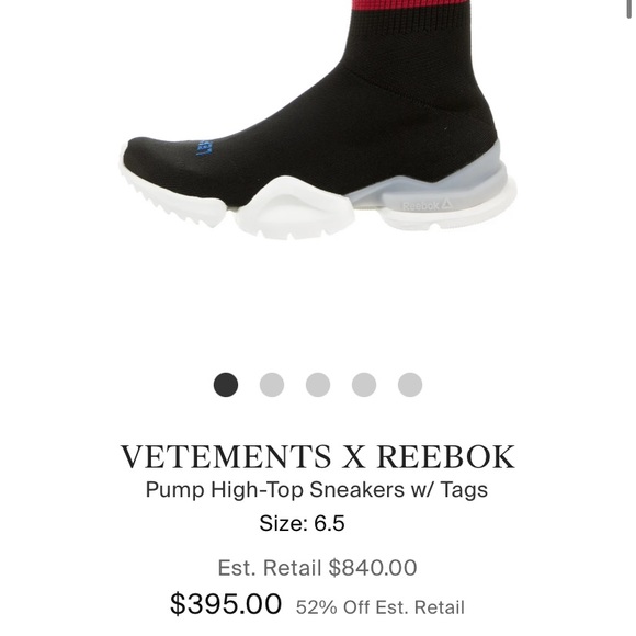 VETEMENTS X REEBOK BLACK SOCK SNEAKER - Picture 5 of 8